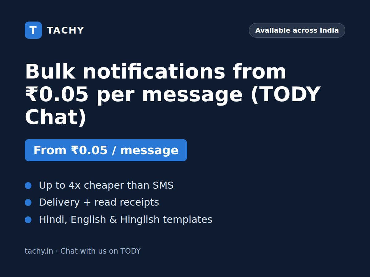 Bulk notifications from ₹0.05 per message (TODY Chat)