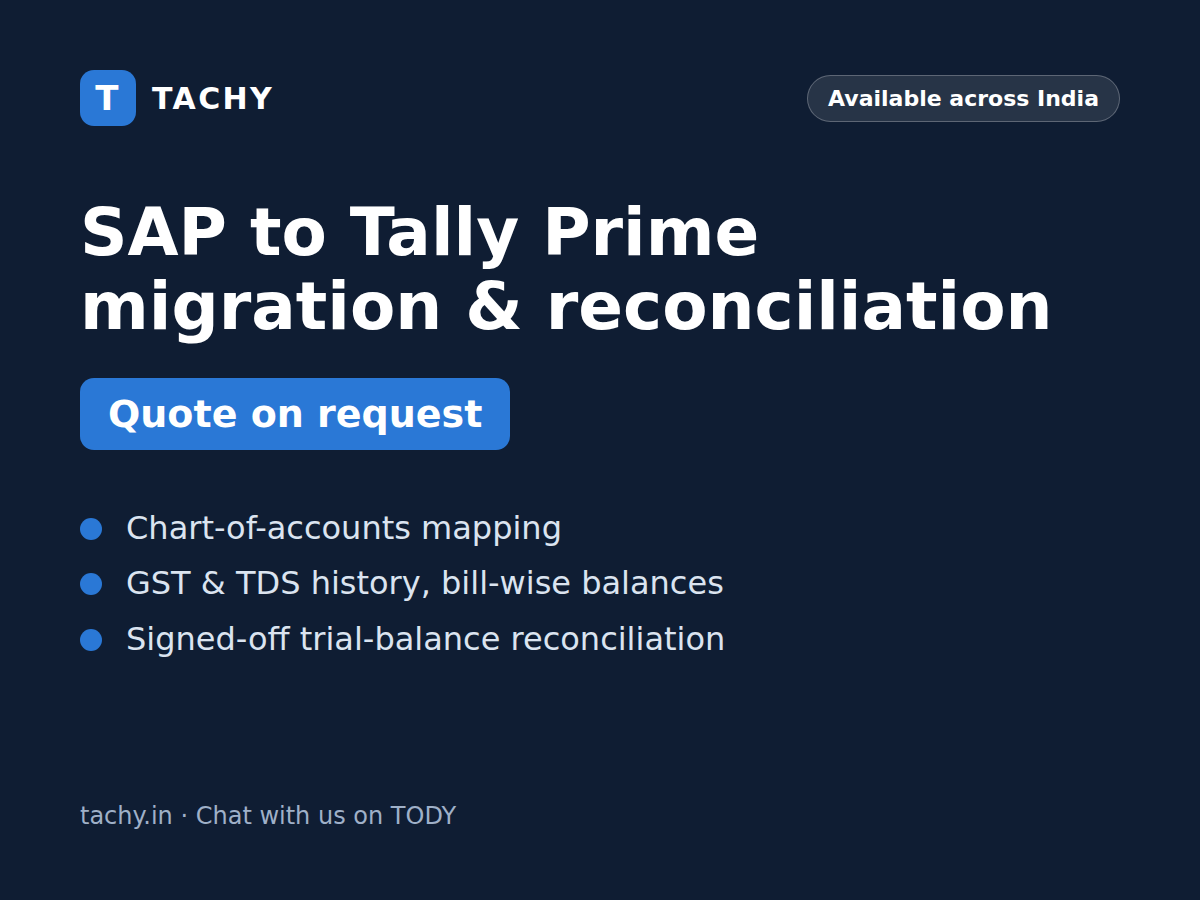 SAP to Tally Prime migration & reconciliation