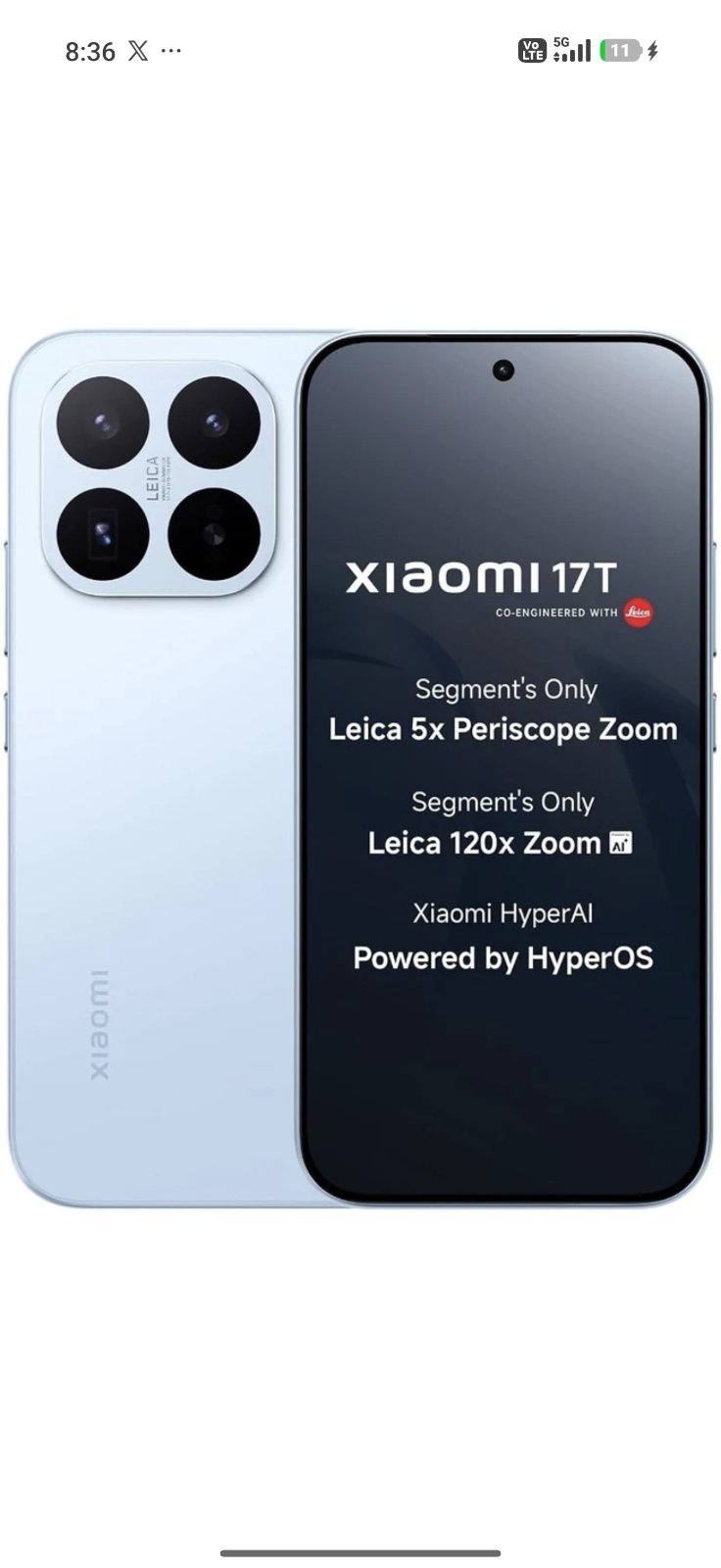 Xiomi 17T brand new 1 month old